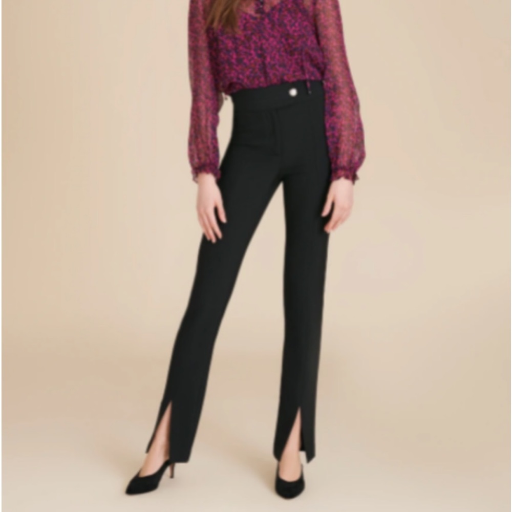 NEW Veronica Beard Jessamy Front-Slit Pants in Black - Size 2